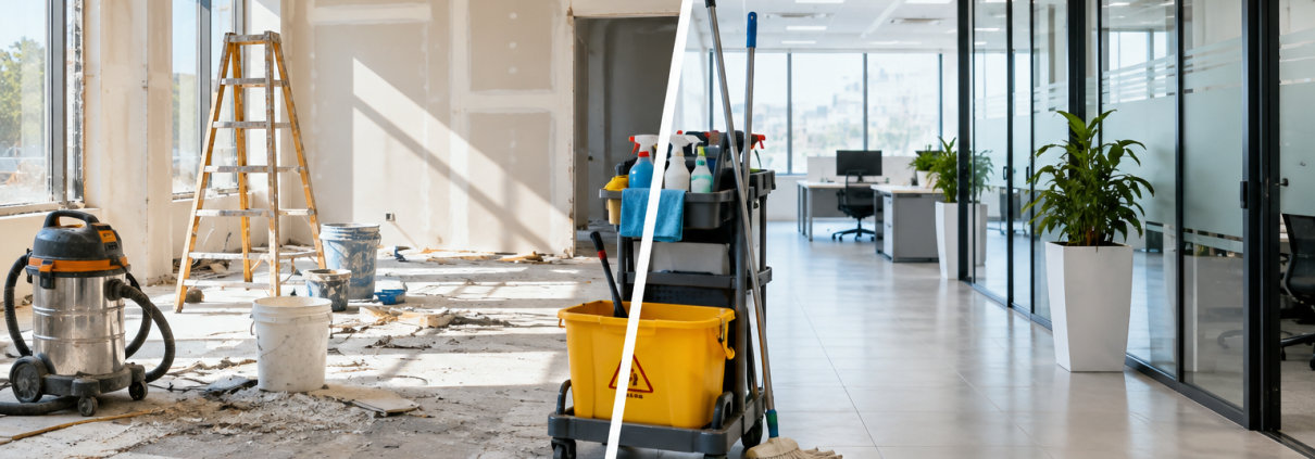 Comparatif entre nettoyage courant de bureaux et nettoyage de fin de chantier